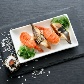 Sushi with salad